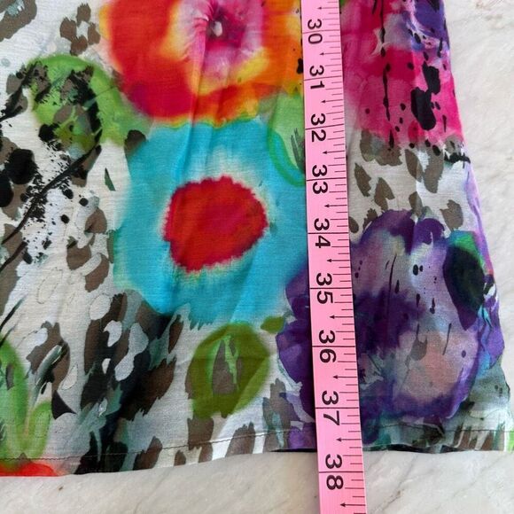 Hauber silk blend floral water colors dress with belt size M - Picture 8 of 8